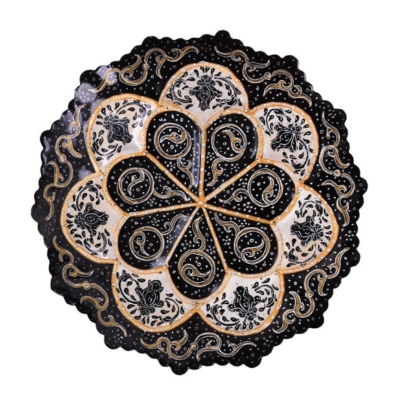 بشقاب میناکاری سیاه رنگ  کد 104-7-5 | صنایع دستی ایران