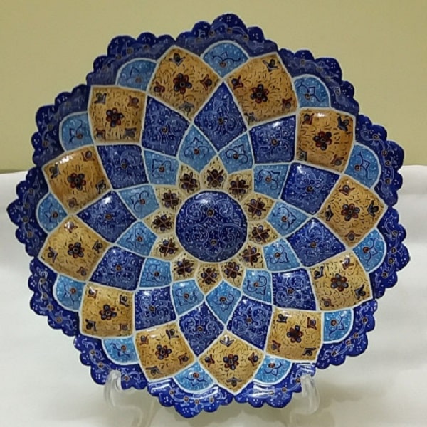 بشقاب میناکاری آبی رنگ  کد 106-2-4 | صنایع دستی ایران