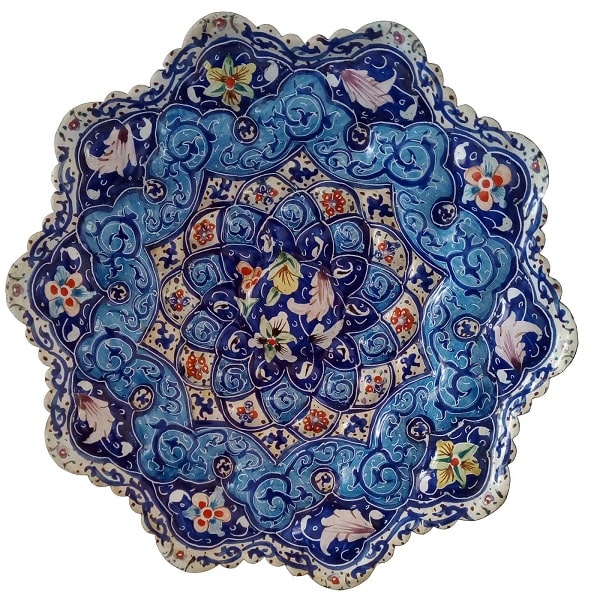 بشقاب میناکاری آبی رنگ  کد 106-2-0 | صنایع دستی ایران