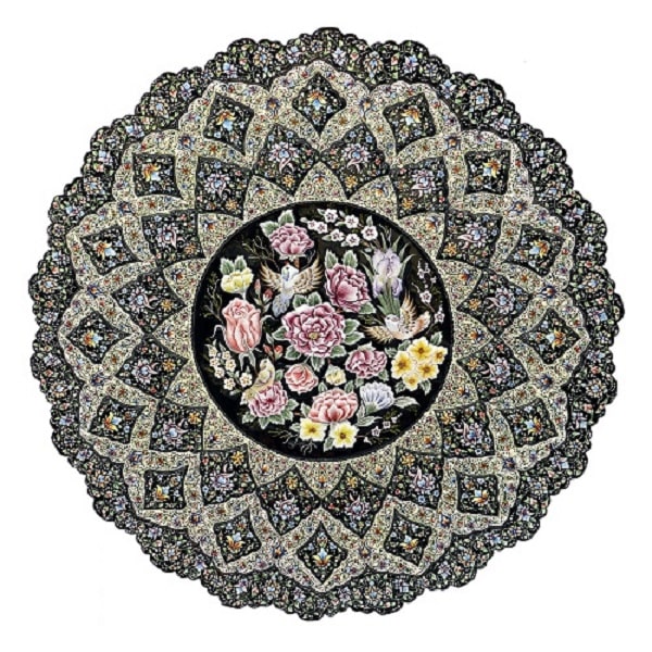 بشقاب میناکاری سیاه رنگ  کد 106-7-0 | صنایع دستی ایران