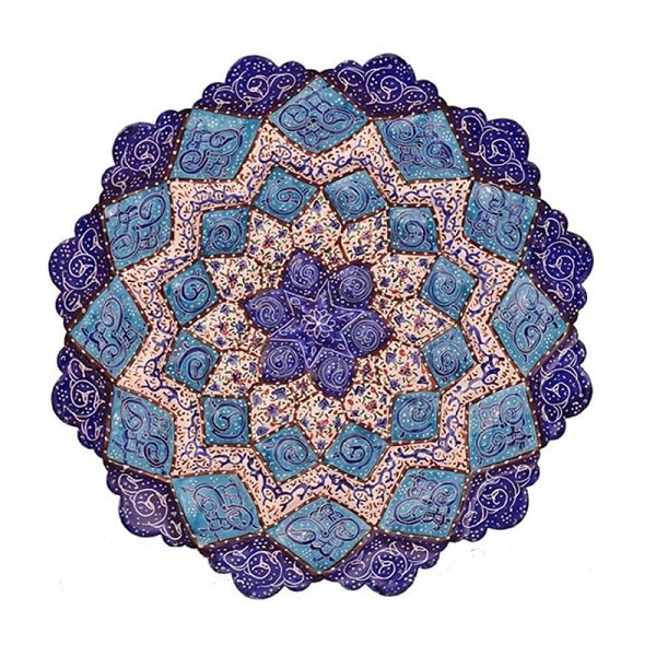 بشقاب میناکاری آبی رنگ  کد 108-2-0 | صنایع دستی ایران