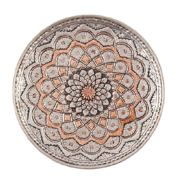 بشقاب قلم زنی طوسی رنگ  کد 178-9-0 | صنایع دستی ایران