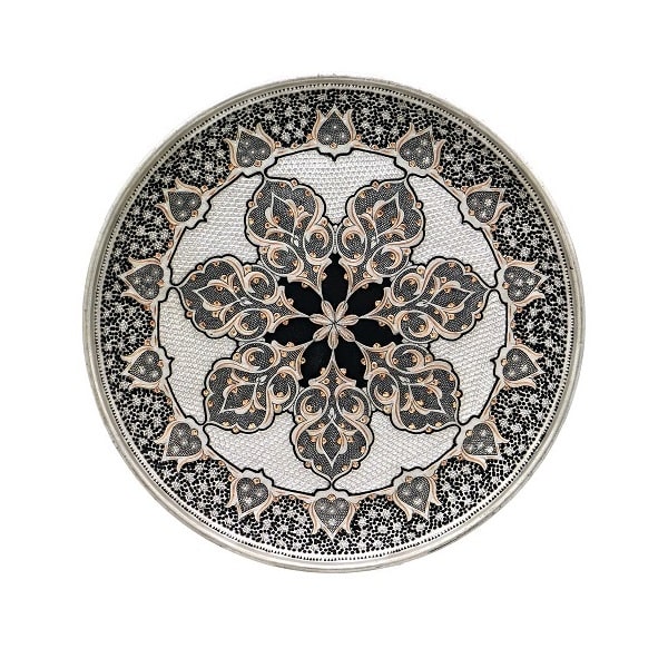 بشقاب قلم زنی طوسی رنگ  کد 179-9-0 | صنایع دستی ایران