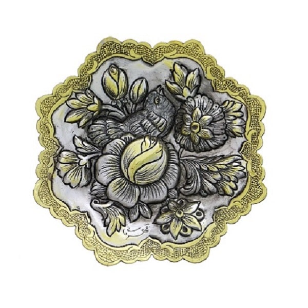 بشقاب قلم زنی طوسی رنگ  کد 182-9-0 | صنایع دستی ایران