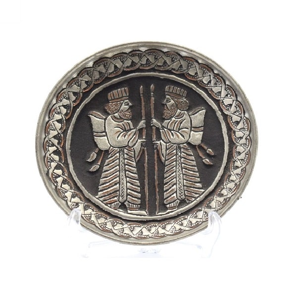 بشقاب قلم زنی طوسی رنگ  کد 183-9-0 | صنایع دستی ایران