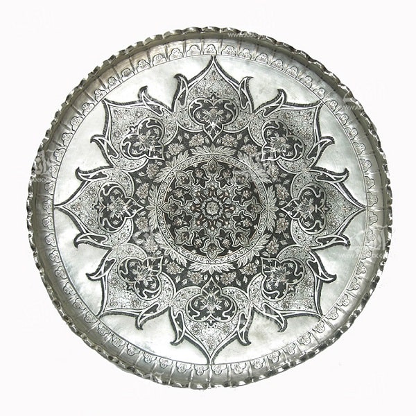 سینی قلم زنی طوسی رنگ  کد 199-9-3 | صنایع دستی ایران