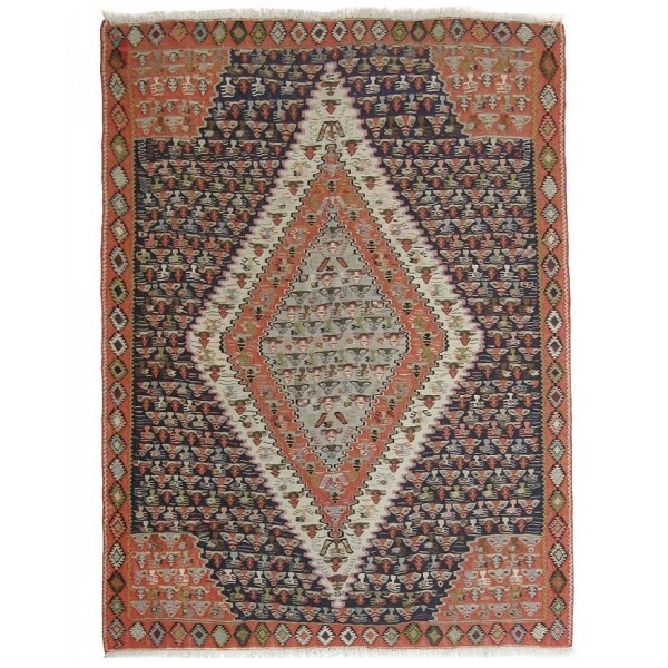 فرش گلیم صورتی رنگ  کد 223-8-0 | صنایع دستی ایران