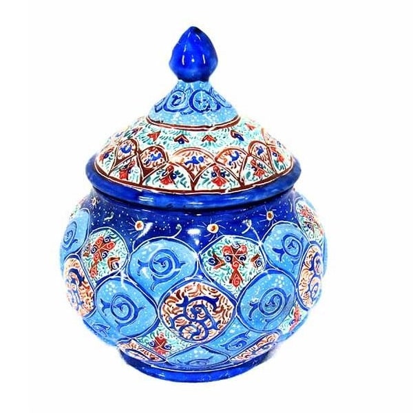 قندان میناکاری آبی رنگ  کد 62-2-5 | صنایع دستی ایران