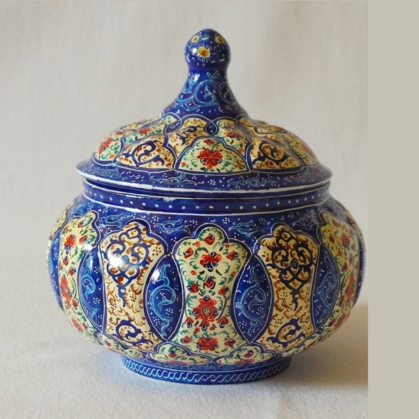 قندان میناکاری آبی رنگ  کد 62-2-7 | صنایع دستی ایران