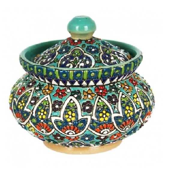 قندان سفالی سبز رنگ  کد 65-5-2 | صنایع دستی ایران