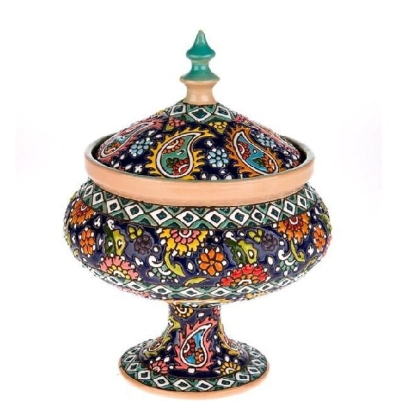 شکلات خوری پایه دار سفالی آبی رنگ Code 78-2-0