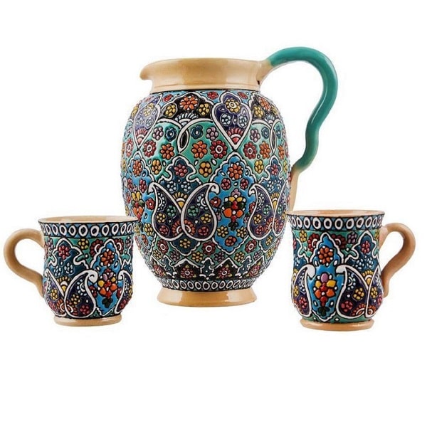 لیوان سفالی آبی رنگ  کد 88-2-5 | صنایع دستی ایران