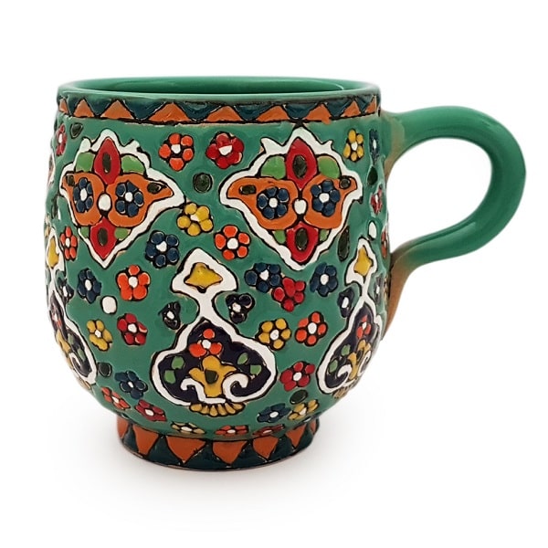 لیوان سفالی سبز رنگ  کد 88-5-0 | صنایع دستی ایران