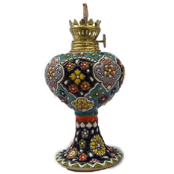 چراغ گردسوز سفالی آبی رنگ  کد 90-2-3 | صنایع دستی ایران