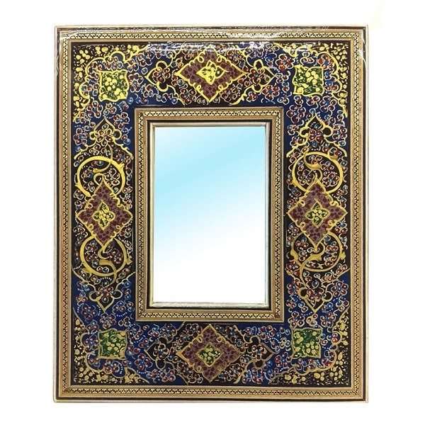 آینه خاتم کاری آبی رنگ  کد 286-2-0 | صنایع دستی ایران