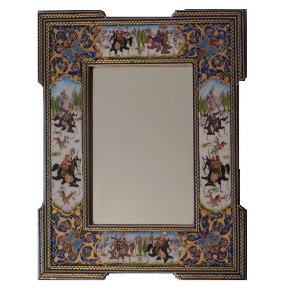 آینه خاتم کاری نارنجی رنگ  کد 326-12-0 | صنایع دستی ایران