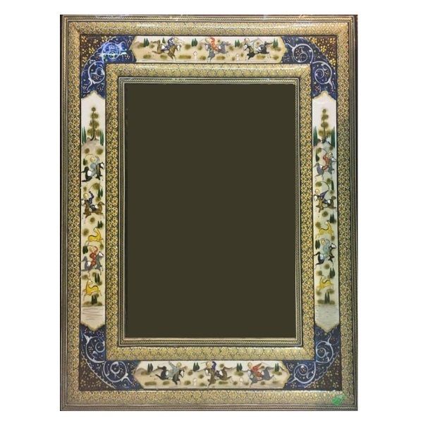 آینه خاتم کاری آبی رنگ  کد 326-2-0 | صنایع دستی ایران