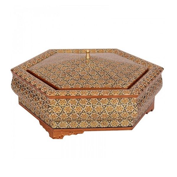 شکلات خوری خاتم کاری قهوه ای رنگ  کد 336-11-0 | صنایع دستی ایران