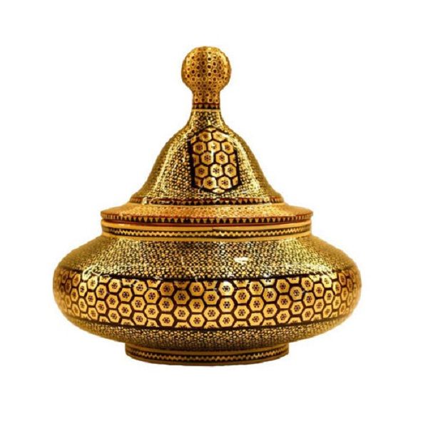 قندان خاتم کاری طوسی رنگ  کد 349-9-5 | صنایع دستی ایران