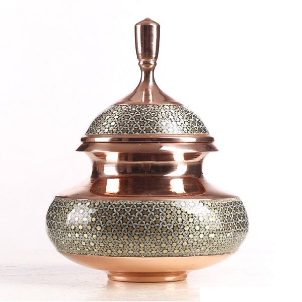 قندان خاتم کاری طوسی رنگ  کد 349-9-6 | صنایع دستی ایران