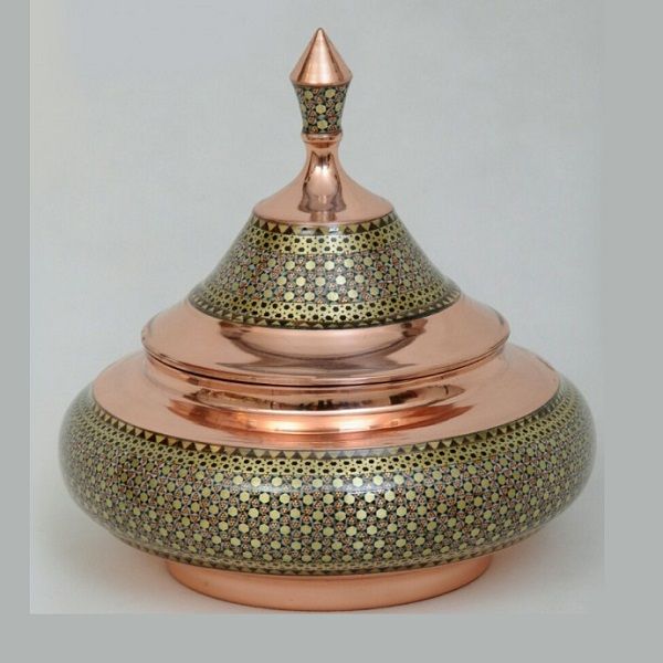 Isfahan Shiraz Persian Sugar Bowl Marquetry Code349-9-0