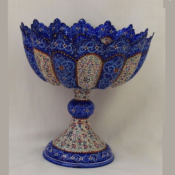 میوه خوری میناکاری آبی رنگ  کد 377-2-2 | صنایع دستی ایران