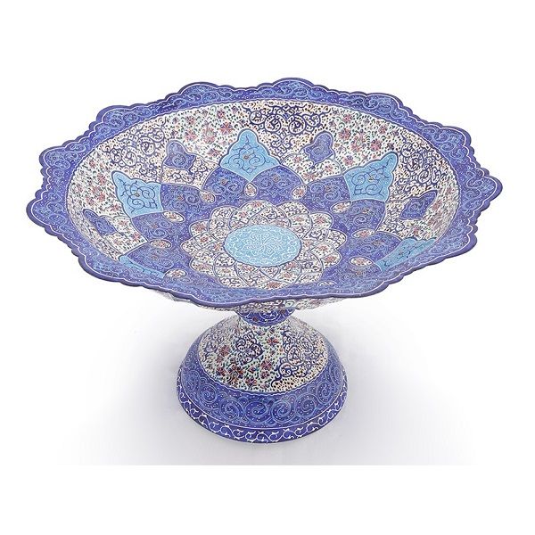 شیرینی خوری میناکاری آبی رنگ  کد 379-2-0 | صنایع دستی ایران