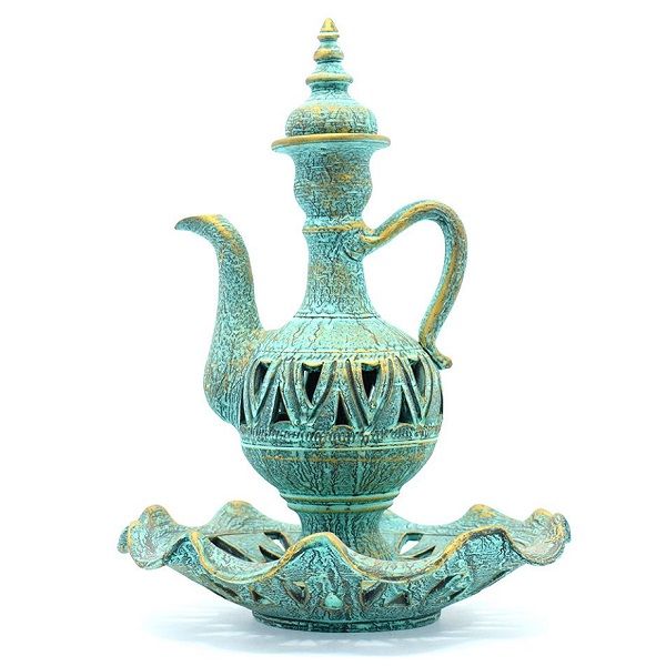 آفتابه سفالی آبی رنگ  کد 407-2-0 | صنایع دستی ایران