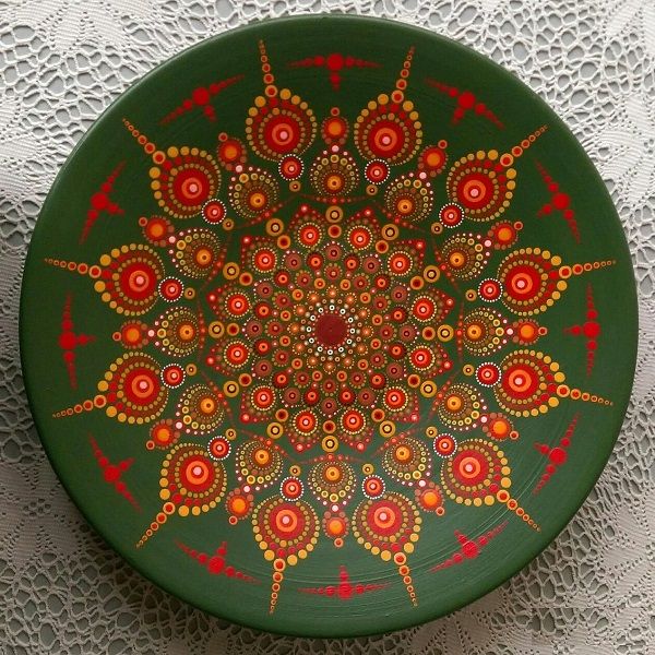 بشقاب سفالی سبز رنگ  کد 408-5-5 | صنایع دستی ایران