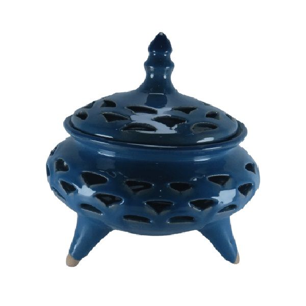 قندان سفالی آبی رنگ  کد 424-2-0 | صنایع دستی ایران