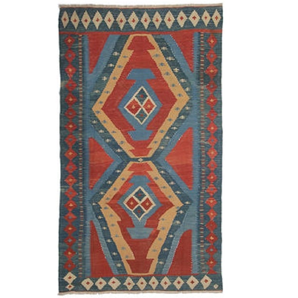 فرش گلیم آبی رنگ  کد 477-2-0 | صنایع دستی ایران