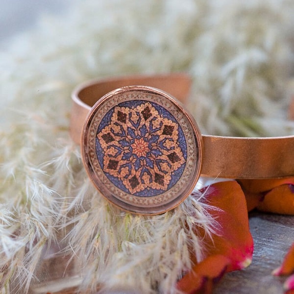 دستبند مس پرداز آبی رنگ  کد 532-2-0 | صنایع دستی ایران