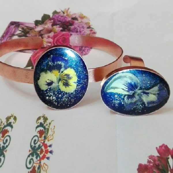 دستبند مس پرداز آبی رنگ  کد 533-2-0 | صنایع دستی ایران