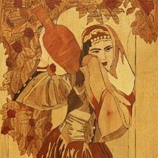 Iranian Wood Inlay Art | Girl & Jug Tableau Moaragh