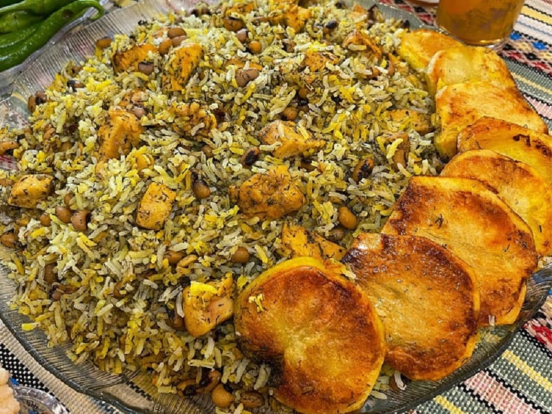 Iranian Foods Cowpeas with fried Rice | What to eat in Shiraz Iran