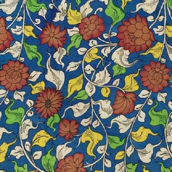 پارچه قلمکاری آبی رنگ