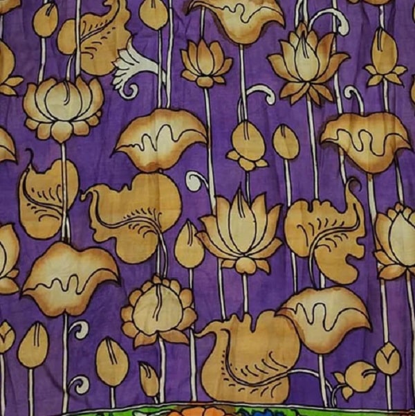 پارچه قلمکاری بنفش رنگ