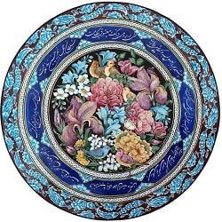 صنایع دستی ایران هنر میناکاری روی بشقاب دیوارکوب