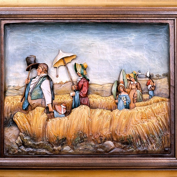 تابلو معرق‌کاری چوب، طرح قدم زدن در مزرعه