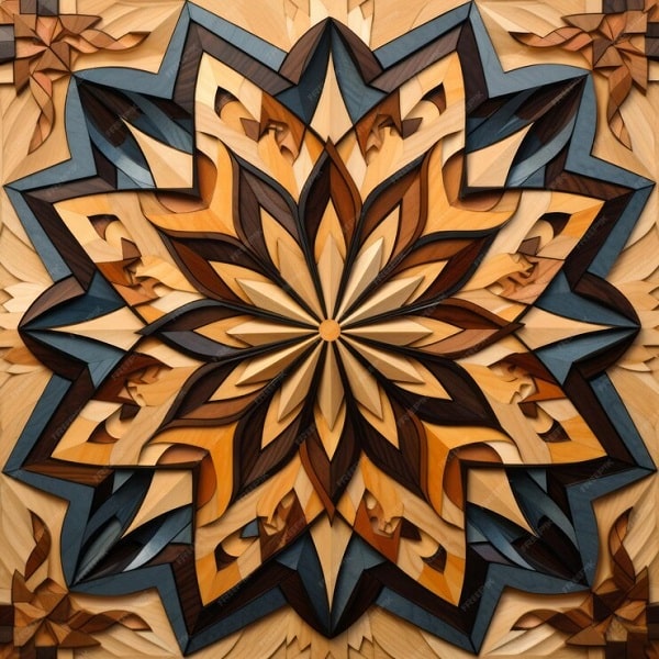 تابلو معرق‌کاری چوب، طرح سه بعدی